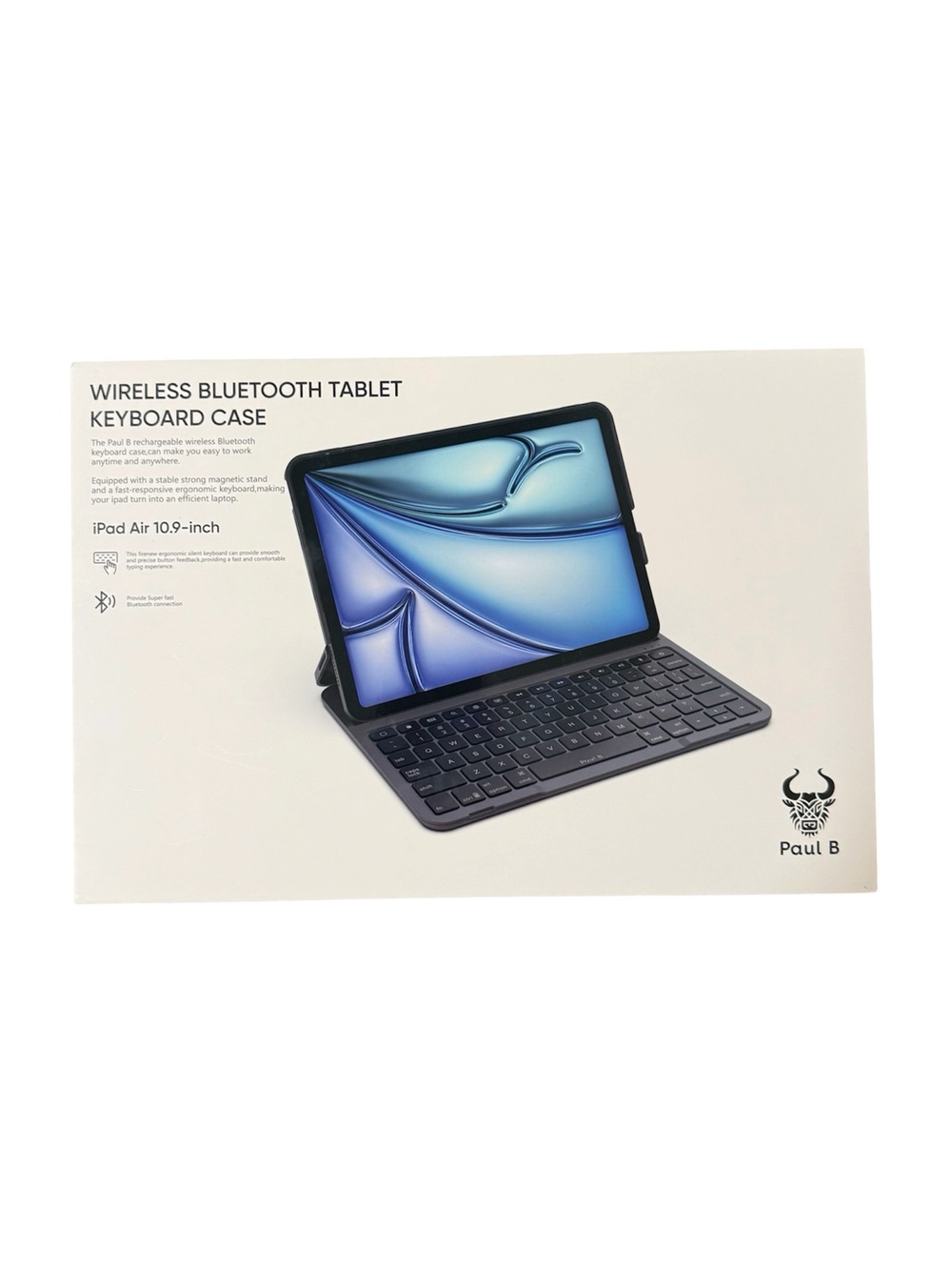 PAUL B for iPad 10th/11th Gen Bluetooth Keyboard Case